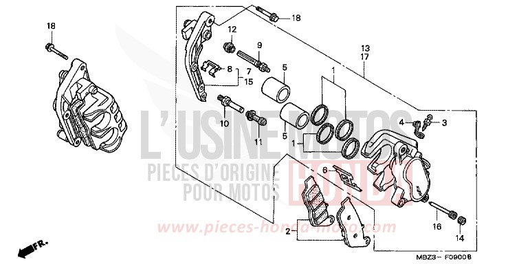 ETRIER DE FREIN AVANT de Hornet S NOIR (NH1) de 2000